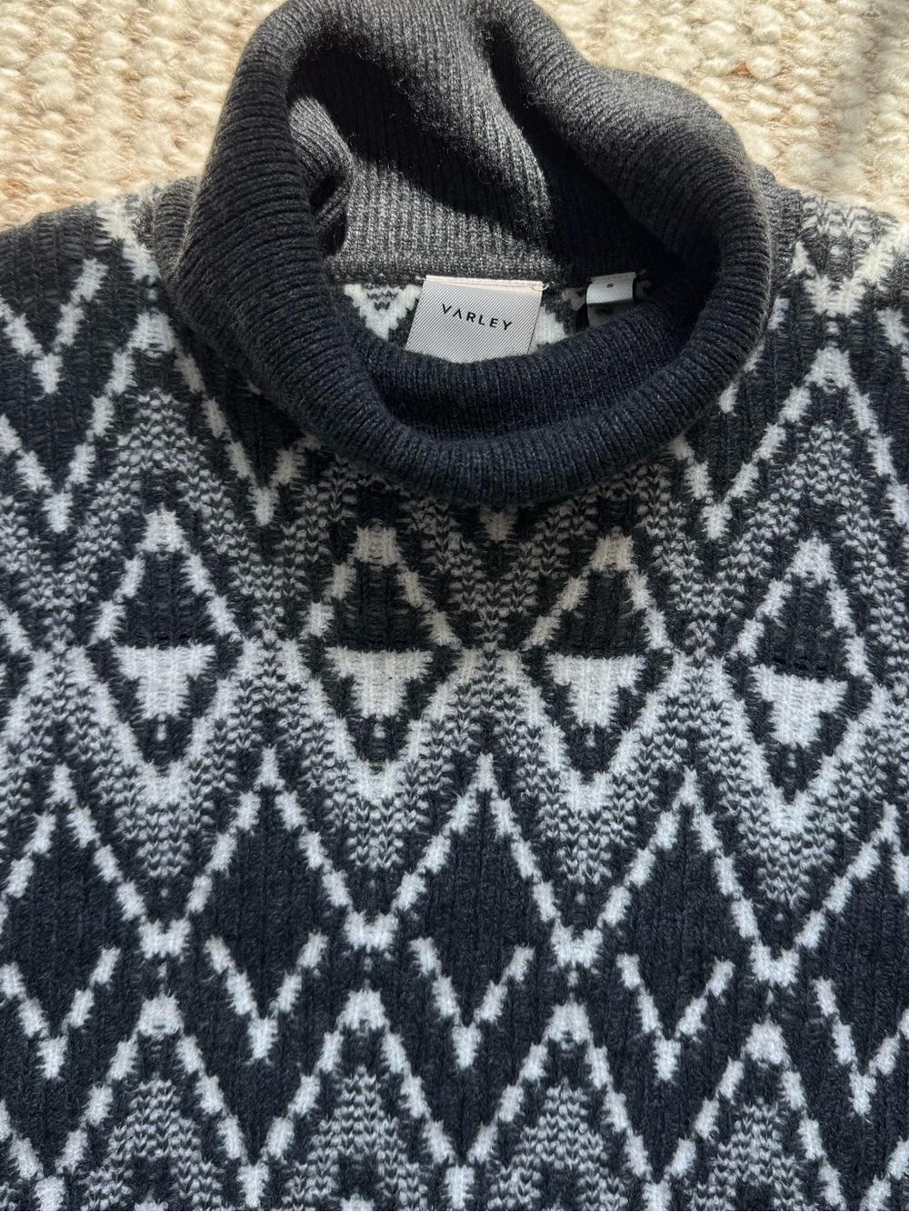 NWT Varley Geometric Cashmere Blend Turtleneck Sweater S - Picture 6 of 8